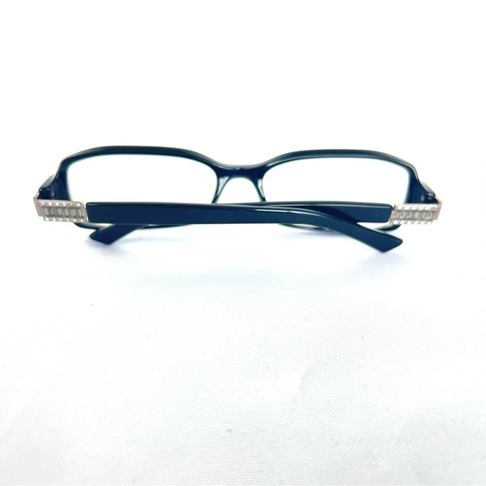 VALENTINO Italy 130 5456 Rectangular Lens Crystal Black Frames Eyeglasses